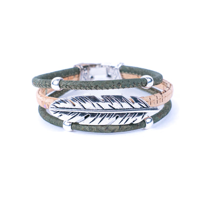 Cork jewelry cork Bracelet for women natural cork with featherhandmade bracelet BR-218-MIX-5