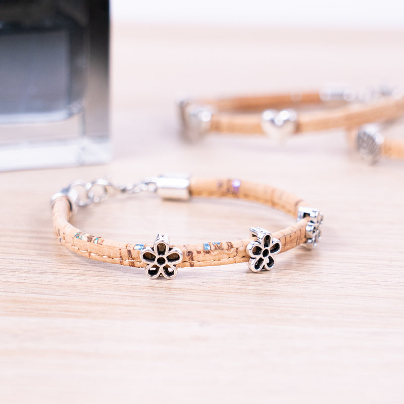 Cork jewelry cork Bracelet for women natural cork with featherhandmade bracelet BR-410-MIX-6
