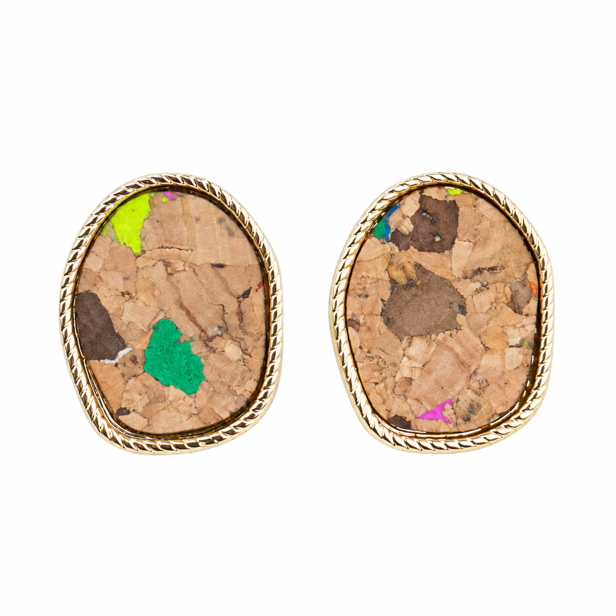3mm Natural Cork Cord Earrings with Decorative Charm – Pack of 6Pairs-ER-212-MIX-6