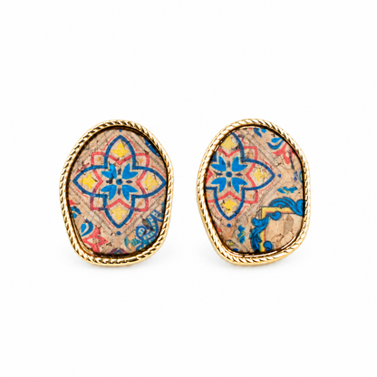 3mm Natural Cork Cord Earrings with Decorative Charm – Pack of 6Pairs-ER-212-MIX-6