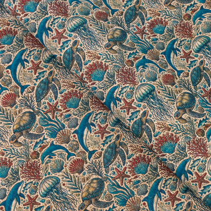 Marine series of marine life Pattern Cork fabric COF-722