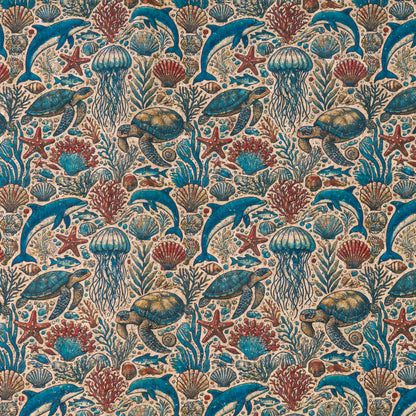 Marine series of marine life Pattern Cork fabric COF-722