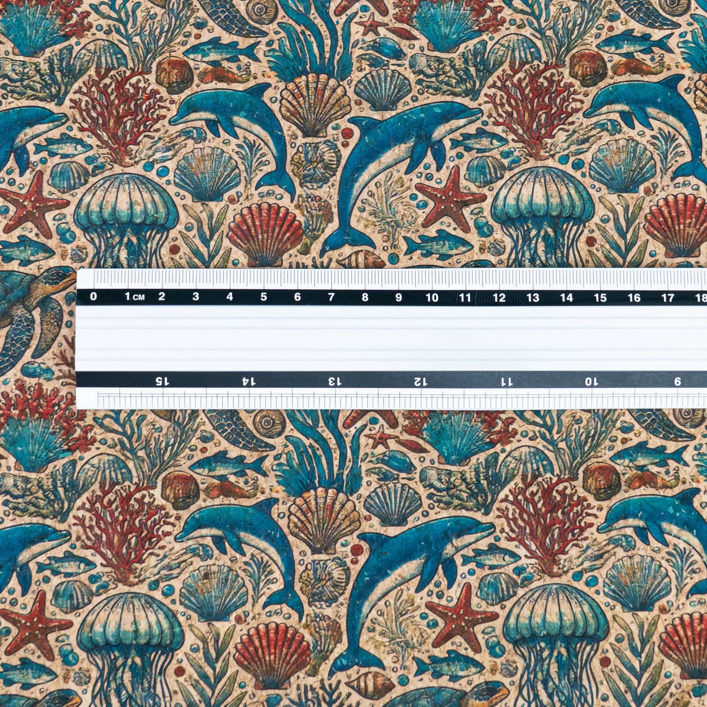 Marine series of marine life Pattern Cork fabric COF-722