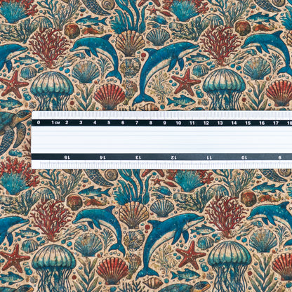 Marine series of marine life Pattern Cork fabric COF-722
