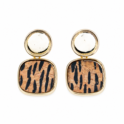 Natural Cork Geometric Pendant Earring Set– 6 Pairs-ER-217-MIX-6