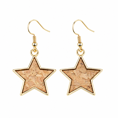 Portuguese Handmade Star Cork Earrings with Gold-Tone Alloy  – Pack of 6Pairs-ER-213-MIX-6