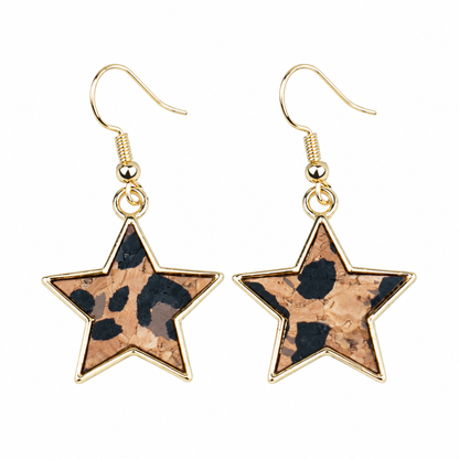 Portuguese Handmade Star Cork Earrings with Gold-Tone Alloy  – Pack of 6Pairs-ER-213-MIX-6