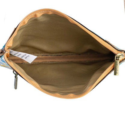 Cork Crossbody Bag with Floral Trim - Small Vegan Shoulder Bag BAGP-353