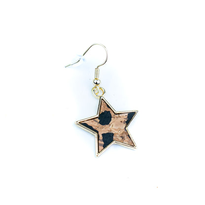 Portuguese Handmade Star Cork Earrings with Gold-Tone Alloy  – Pack of 6Pairs-ER-213-MIX-6