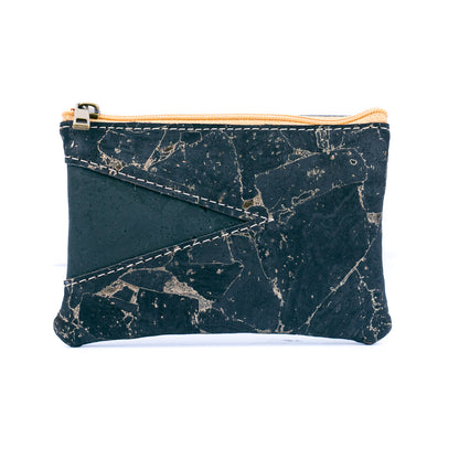 Black Cork Coin Purse with Gold Vein Design BAGP-296(5units)