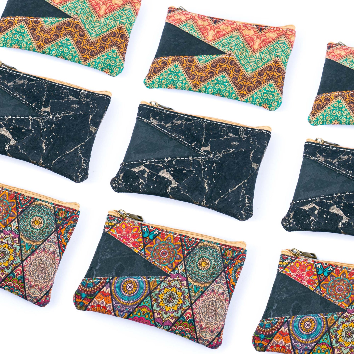 Black Cork Coin Purse with Gold Vein Design BAGP-296(5units)