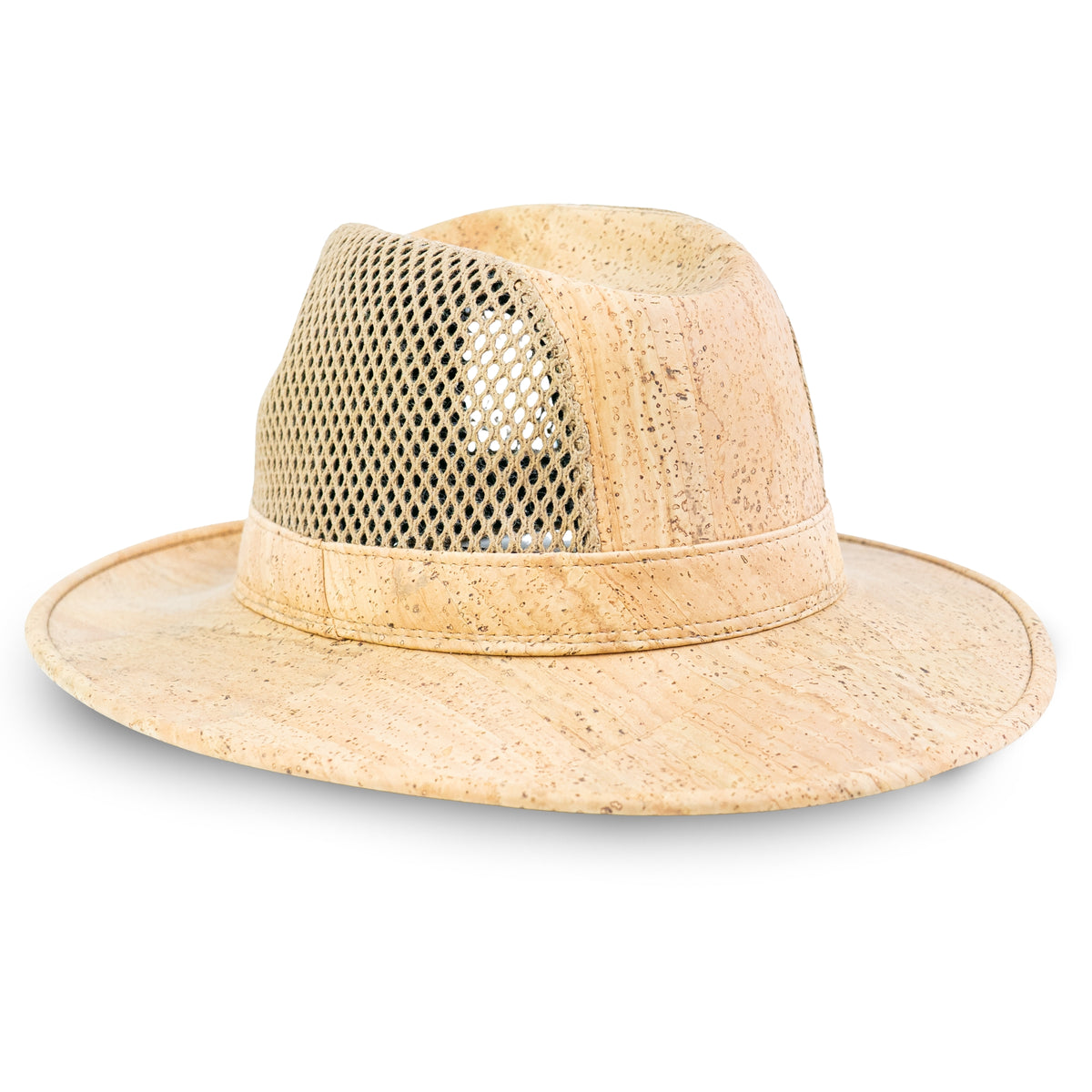 Natural Cork Fedora Hat with Mesh Panels | L-1140-A