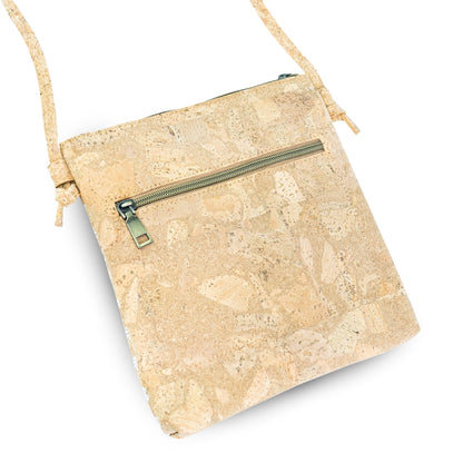 Cork Crossbody Bag with Vertical Front Zips | BAGD-668