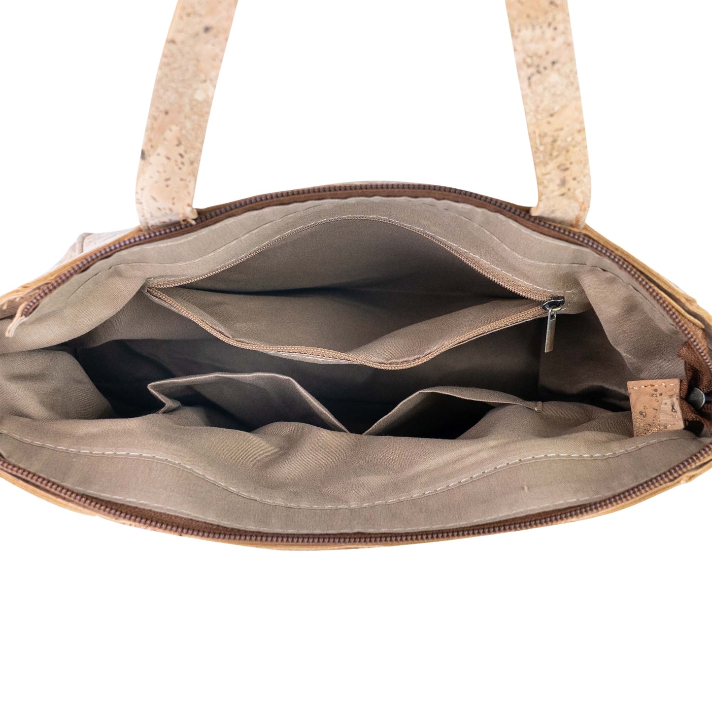 Natural Cork Handbag with Floral Pocket and Detachable Strap BAGD-641