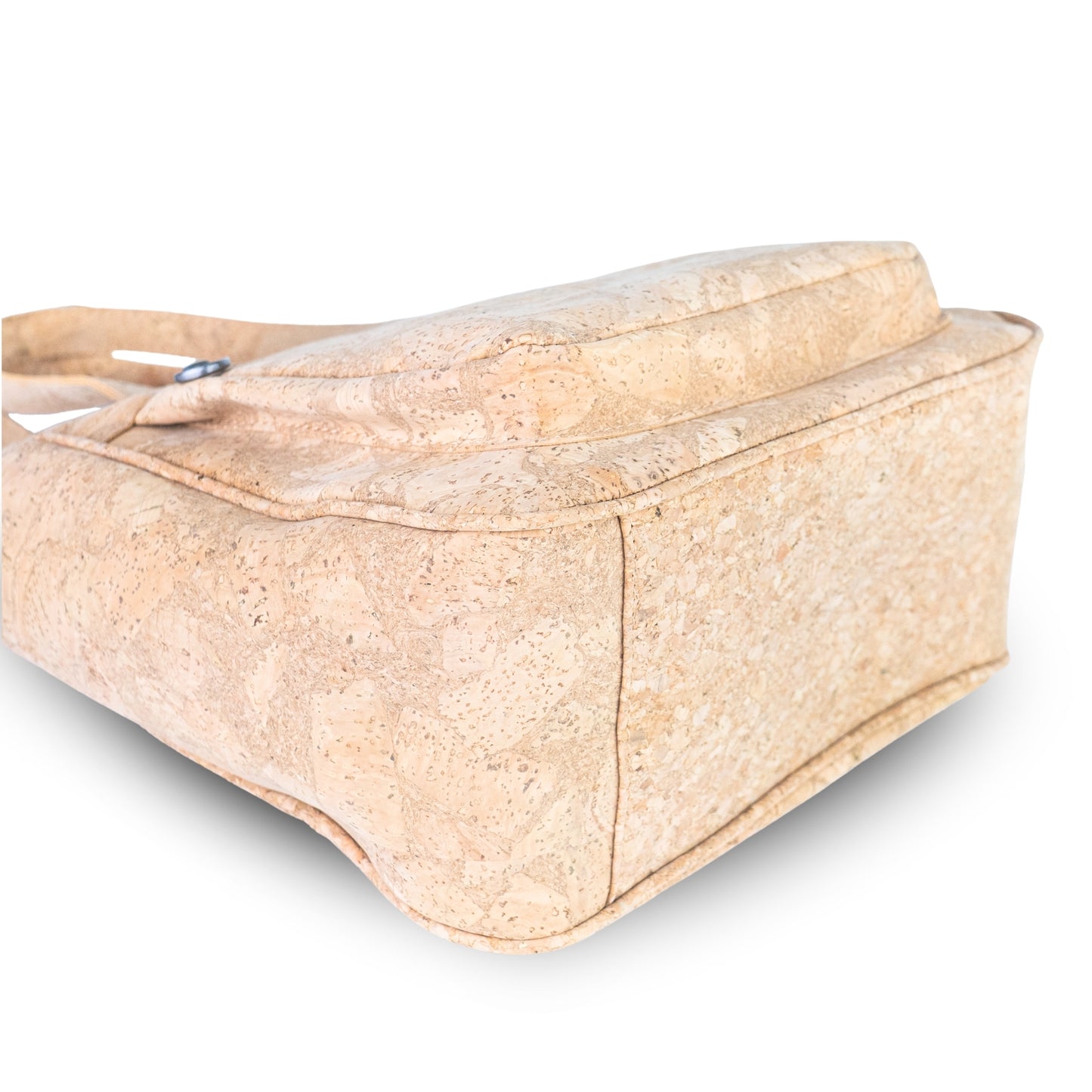 Natural Cork Handbag with Floral Pocket and Detachable Strap BAGD-641