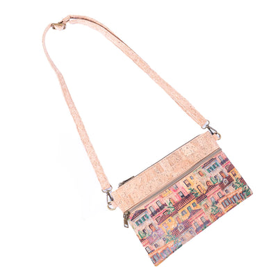 Eco-Friendly Natural Cork Sling Bag with Mosaic Patterns BAGD-598