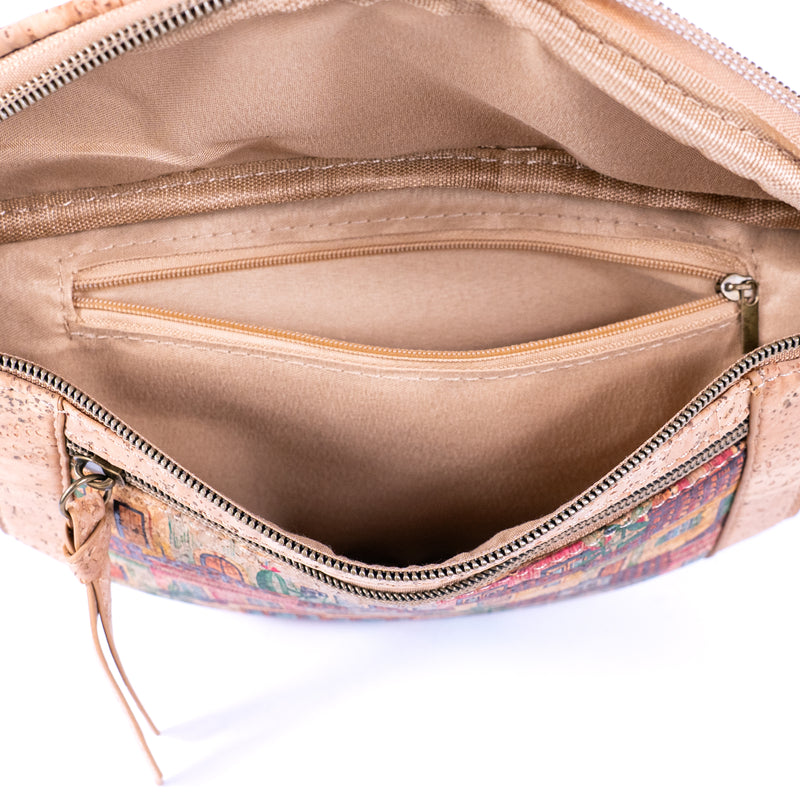 Eco-Friendly Natural Cork Fanny Pack Bag with Adjustable Strap and Printed Patterns BAGD-220