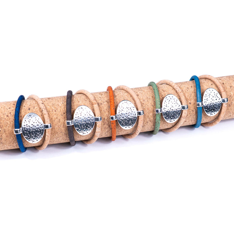 5 colors of cork wire and alloy accessories handmade fashion bracelets  BR-233-MIX-5