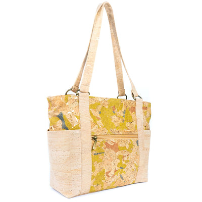 Cork Tote Bag with Zipper Pocket – Vegan Shoulder Handbag for Women BAGP-326