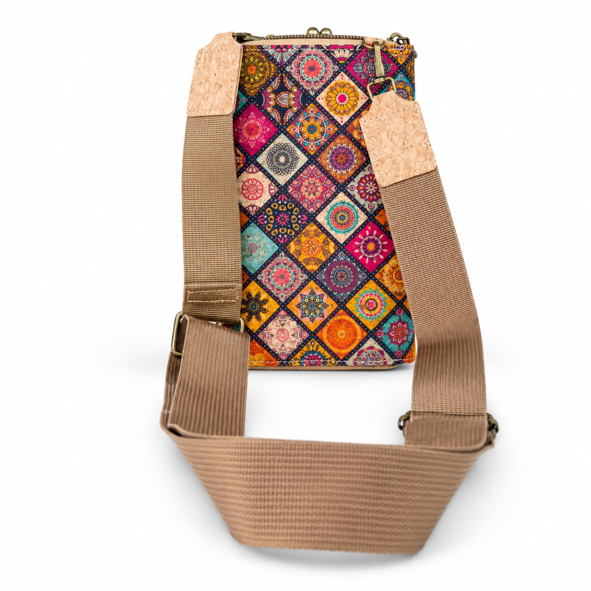 12 UNITS - Cork Crossbody Bag with Kiss-Lock Closure BAGD-672-MIX-12