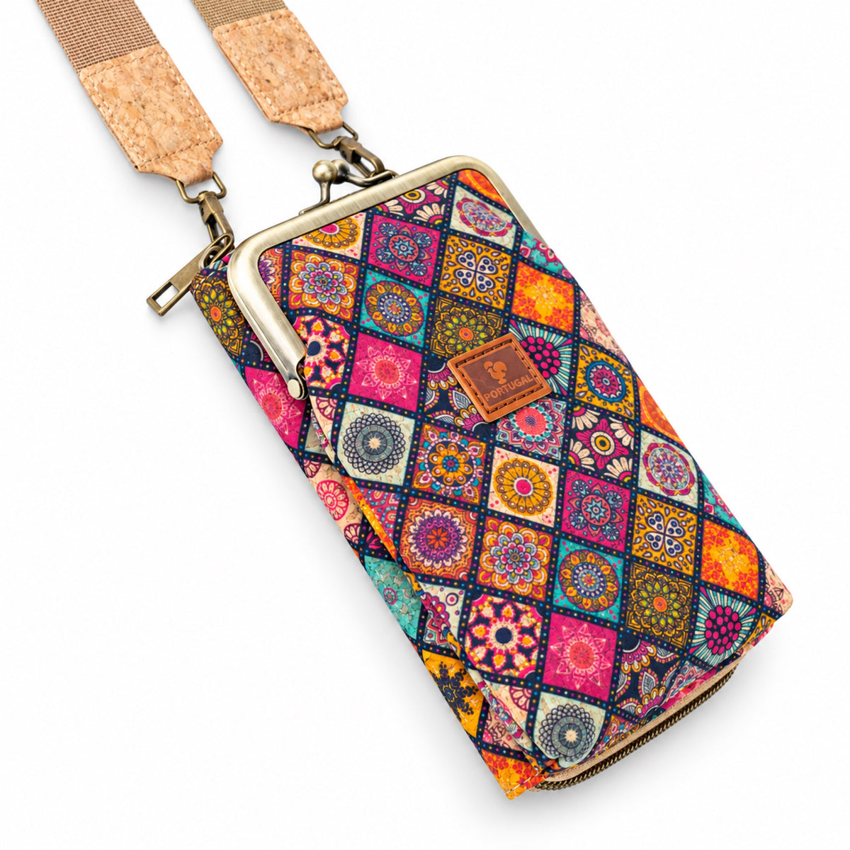 12 UNITS - Cork Crossbody Bag with Kiss-Lock Closure BAGD-672-MIX-12
