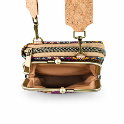 12 UNITS - Cork Crossbody Bag with Kiss-Lock Closure BAGD-672-MIX-12