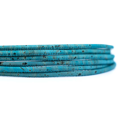 3mm Turquoise Green Round Cork CordCOR-648 (10 meters)