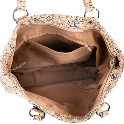 Eco-Friendly Cork Tote Bag with Marble Print - Vegan Leather Shoulder Bag BAGP-340