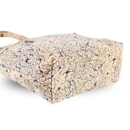 Eco-Friendly Cork Tote Bag with Marble Print - Vegan Leather Shoulder Bag BAGP-340