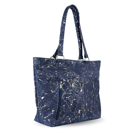 Eco-Friendly Cork Tote Bag with Marble Print - Vegan Leather Shoulder Bag BAGP-340