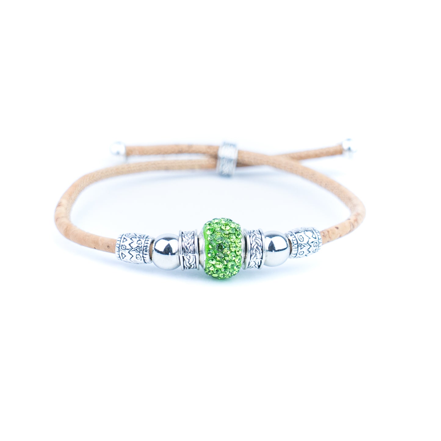 Natural cork thread and colorful shiny beads handmade women's bracelet BR-010-MIX-10