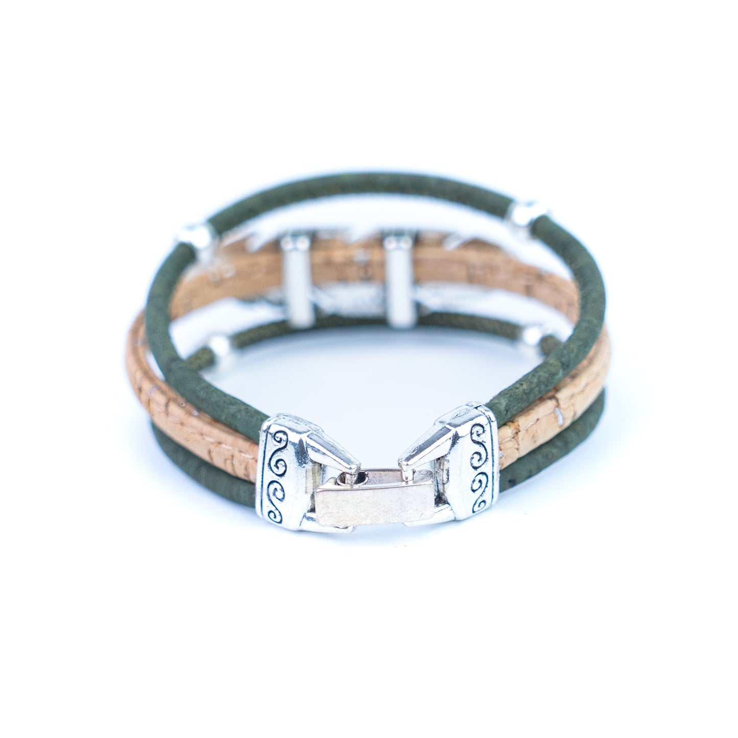 Handmade Portuguese Cork Bracelet Set – Natural Colored Cork with Feather Alloy Charm, Lightweight Eco-Friendly Jewelry（unisex） BRW-023-MIX-5