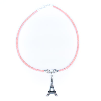 cork handmade women's Eiffel Tower Pendant Cork Necklace N-108-MIX-5
