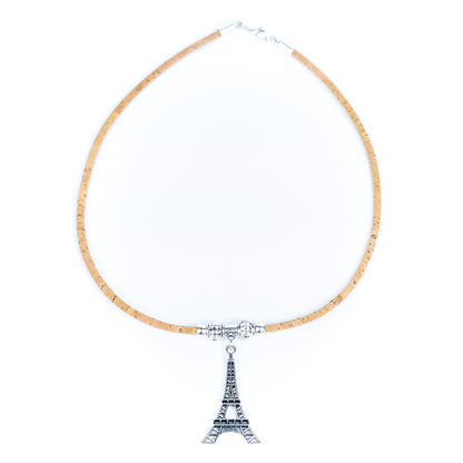 cork handmade women's Eiffel Tower Pendant Cork Necklace N-108-MIX-5