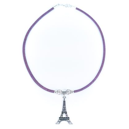 cork handmade women's Eiffel Tower Pendant Cork Necklace N-108-MIX-5