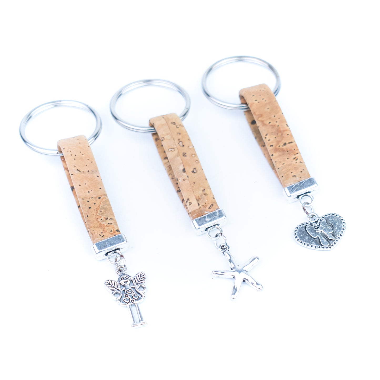 Portuguese Handmade Cork Keychain Set (10 Mixed Designs)I-100-MIX-10