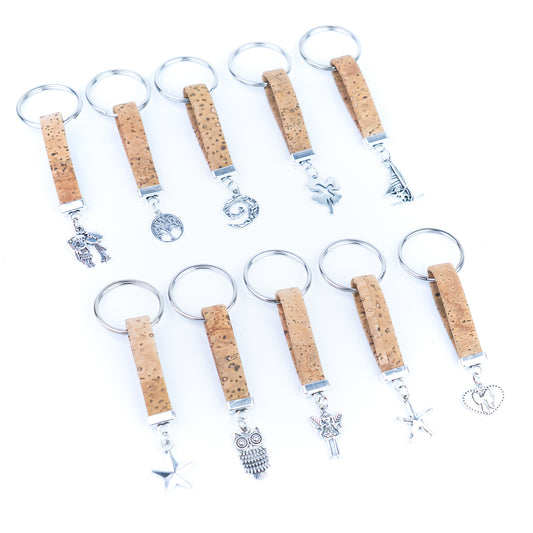 Portuguese Handmade Cork Keychain Set (10 Mixed Designs)I-100-MIX-10