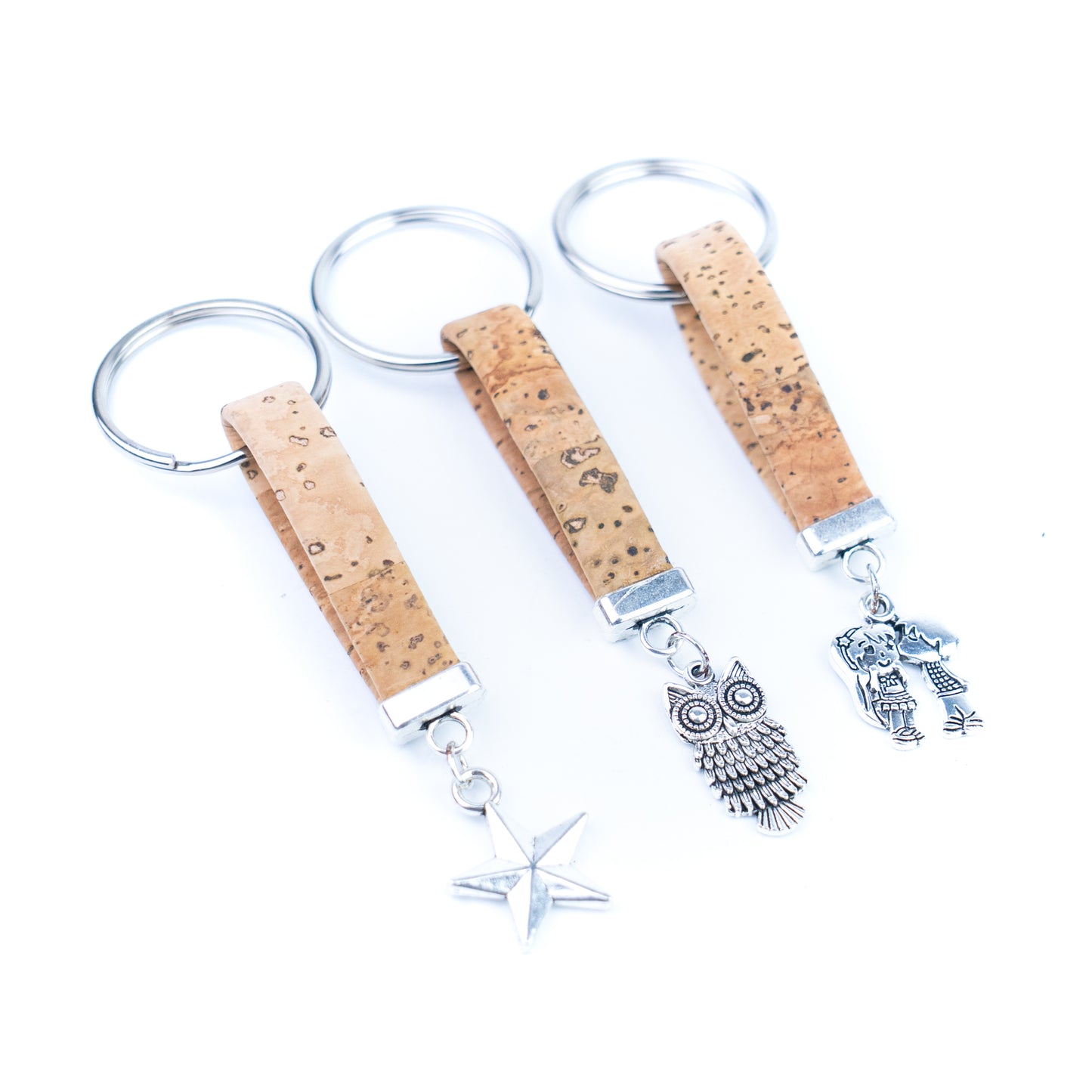 Portuguese Handmade Cork Keychain Set (10 Mixed Designs)I-100-MIX-10