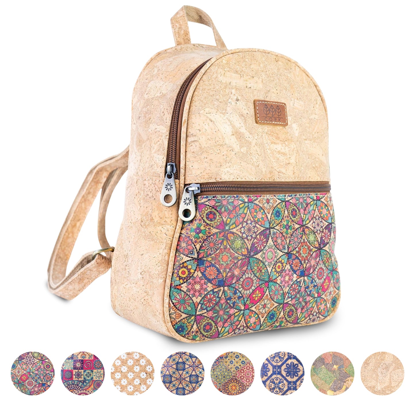 Cork Backpack with Front Zip Pocket – Adjustable Straps BAGD-650