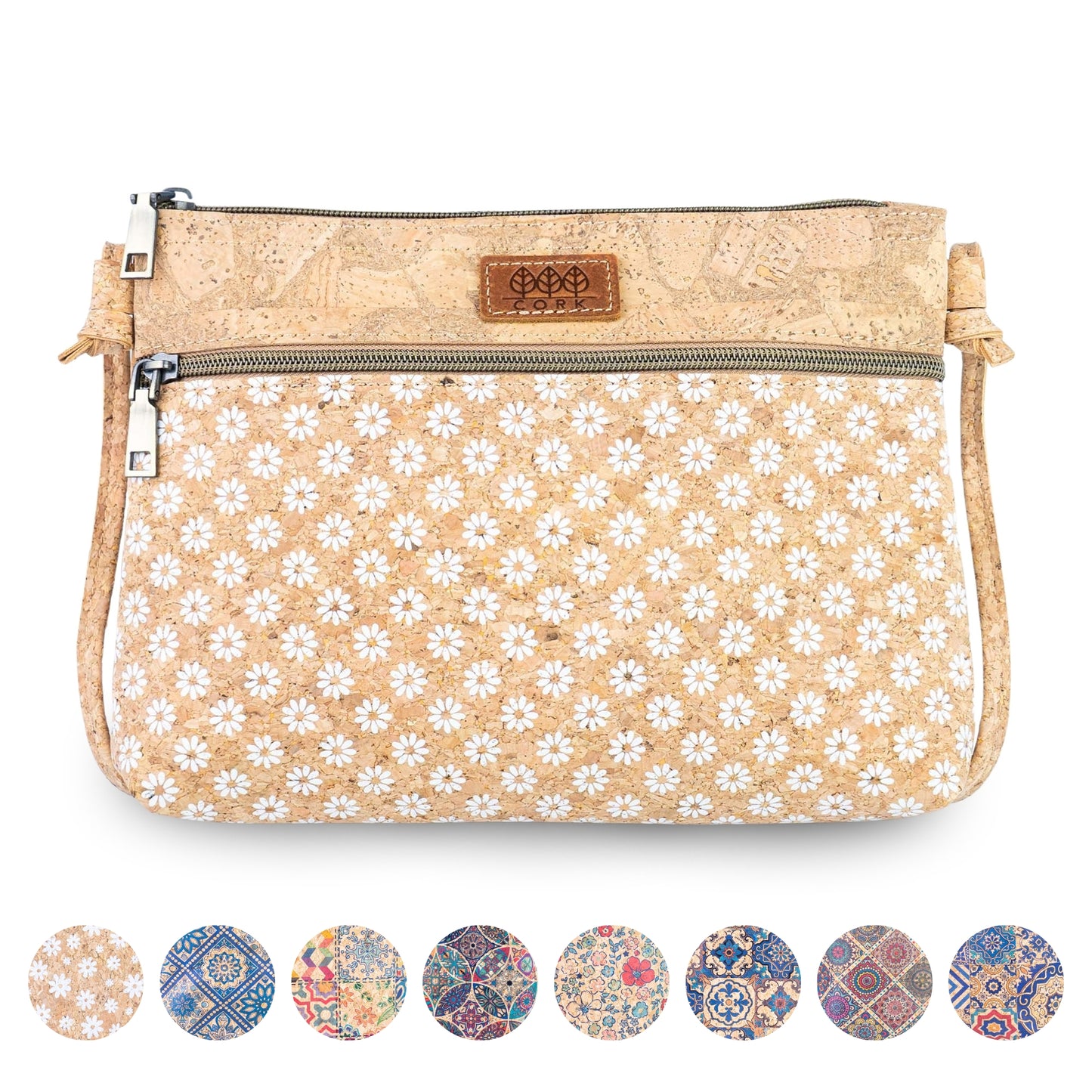 Slim Cork Crossbody Bag with Printed Design BAGD-663