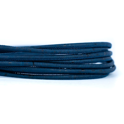 3MM round dark blue cork cord  COR-635(10 meters)