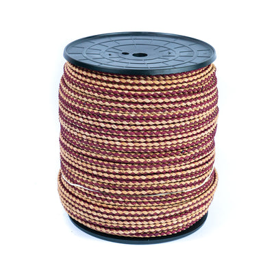 About 5mm Round Natural with red color cork Braided cork cord  COR-311A(5 meters)