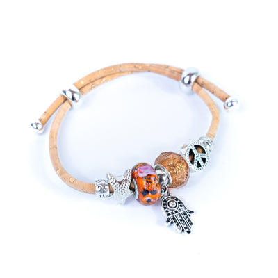 Natural cork bracelet adjustable BR-440-MIX-8