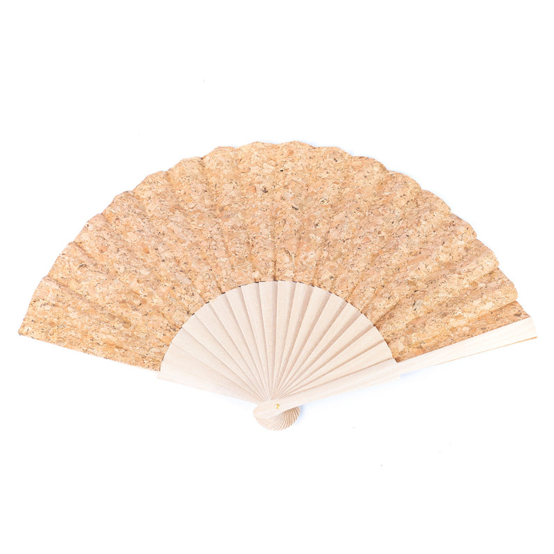 Cork Antique Wooden Folding Hand Fan L-029