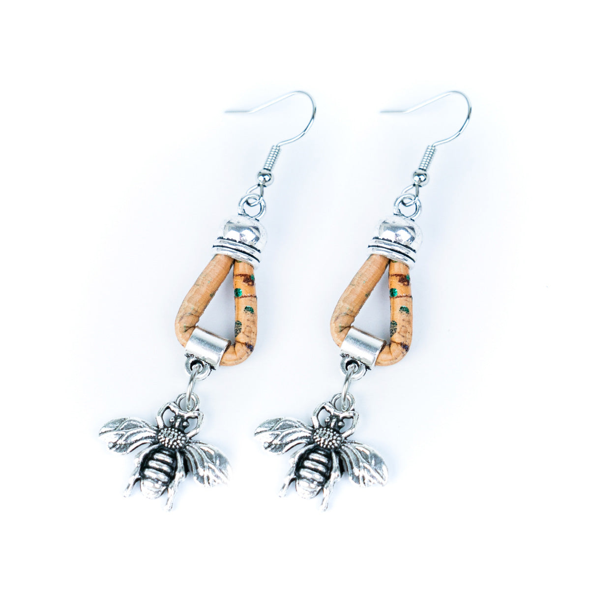Natural Handmade Cork bee Earrings for Women-ER-154-MIX-5