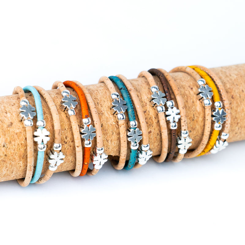 Colored cork thread Handmade  Cork Bracelet for women ,women&
