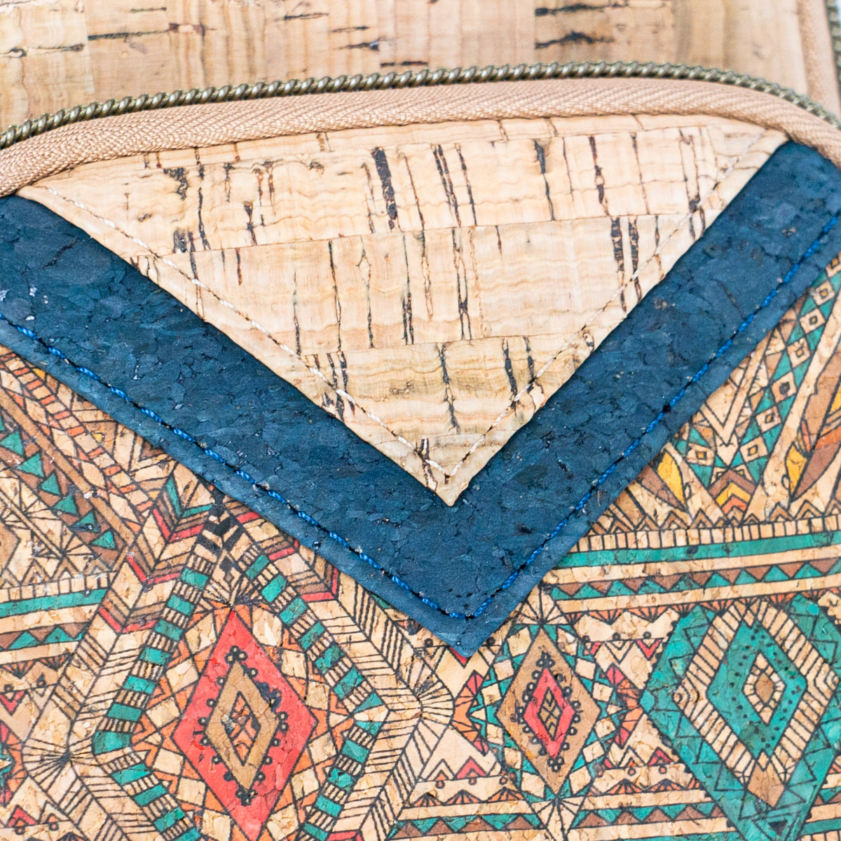 Cork Patchwork Embellished Women's Phone Pouch BAGD-552