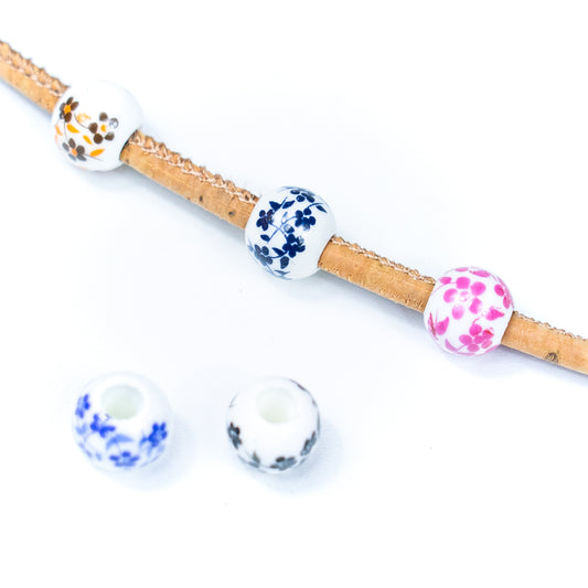 10pcs about 3mm round leather printed ceramic beads jewelry supplies jewelry finding D-5-3-200