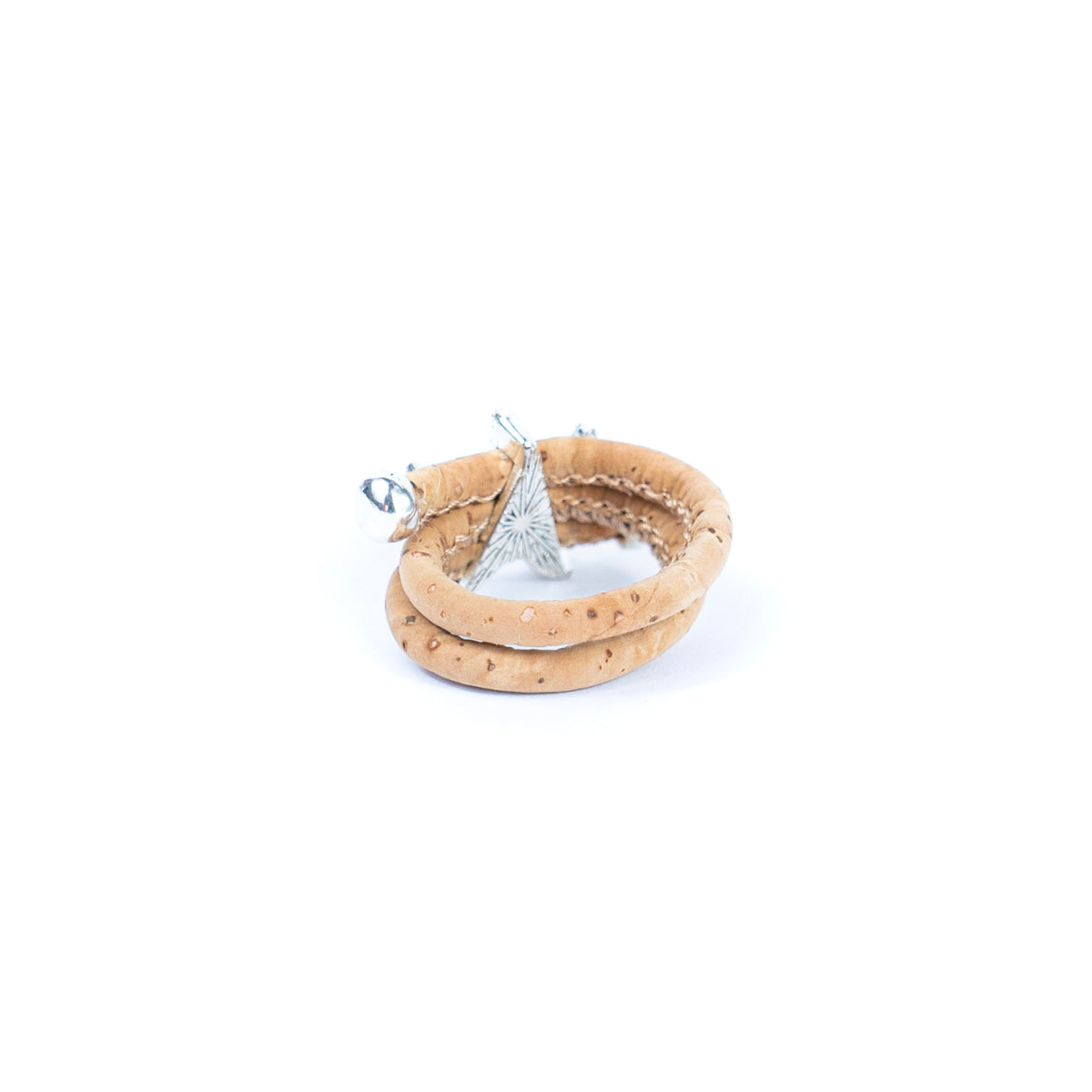 Handcrafted women's ring with natural cork cord and starfish alloy hardware  R-022-MIX-10