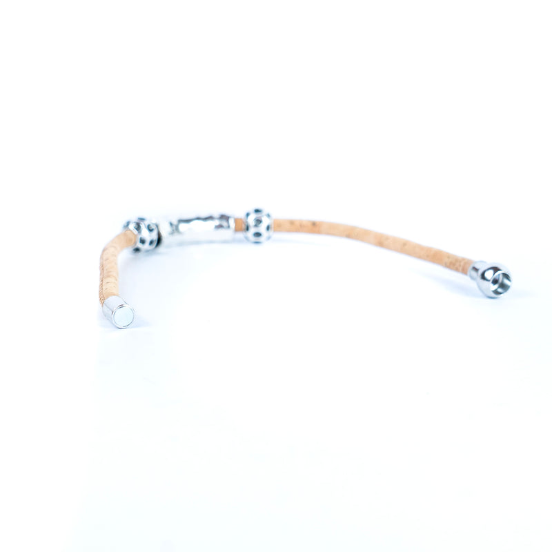 5mm round cork wire and alloy fittings tube handmade unisex fashion bracelet DBR-004-MIX-5